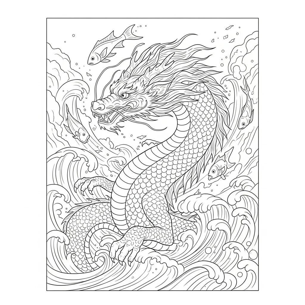Coloriage Dragon de l'Océan à Imprimer