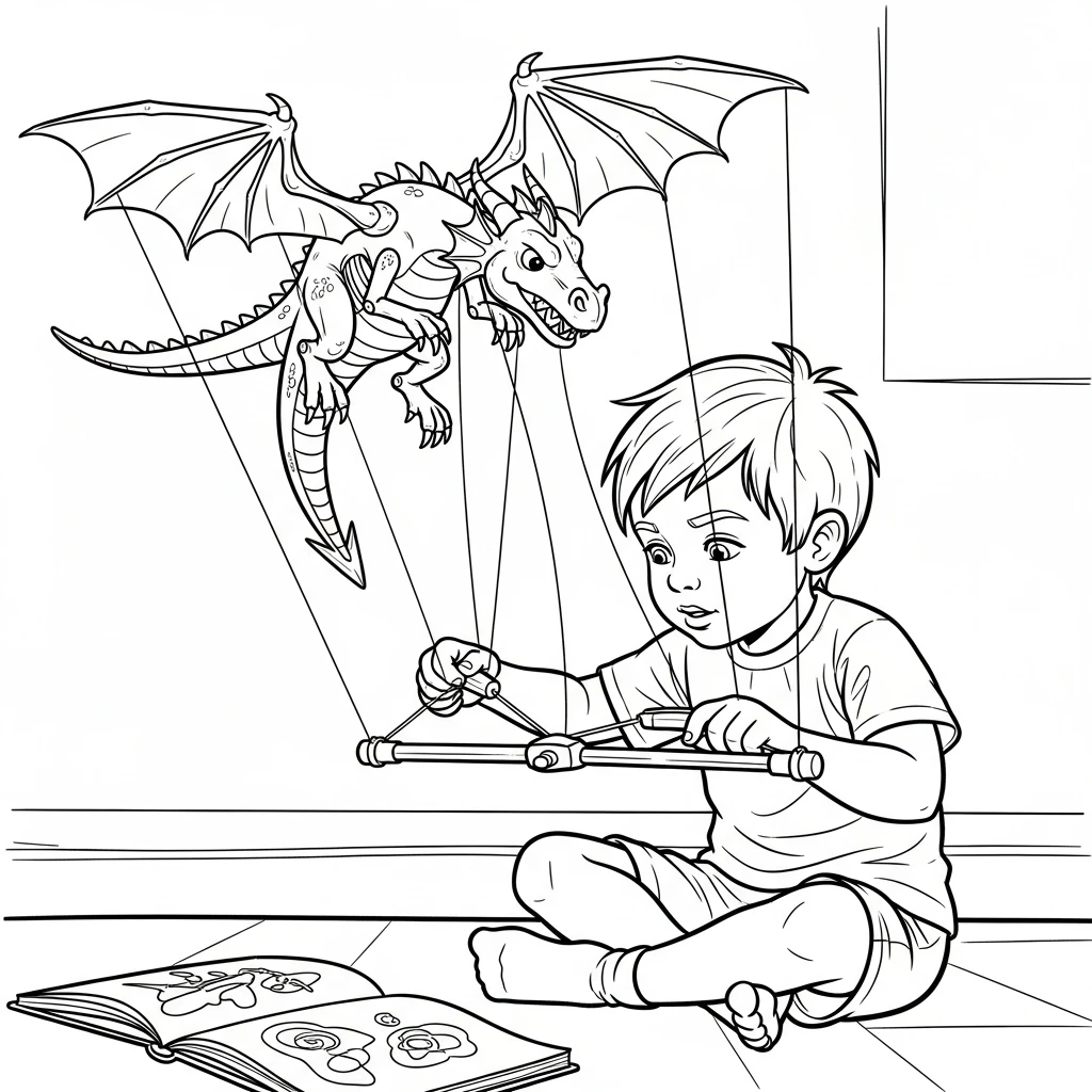 Coloriage Dragon des Marionnettes à Imprimer