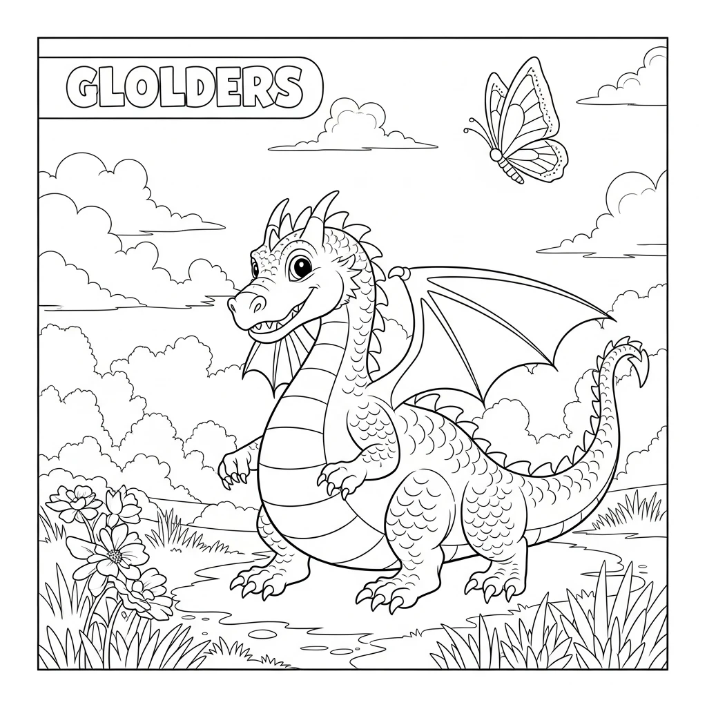 Coloriage Dragon qui Joue à Imprimer