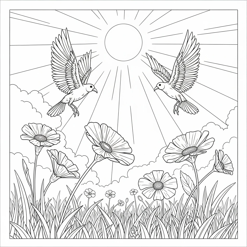 Coloriage Fleurs Ailées à Imprimer