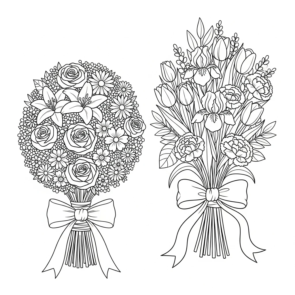 Coloriage Fleurs Bouquets à Imprimer