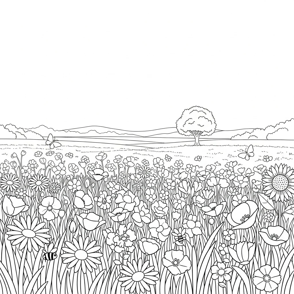 Coloriage Fleurs Des Champs à Imprimer