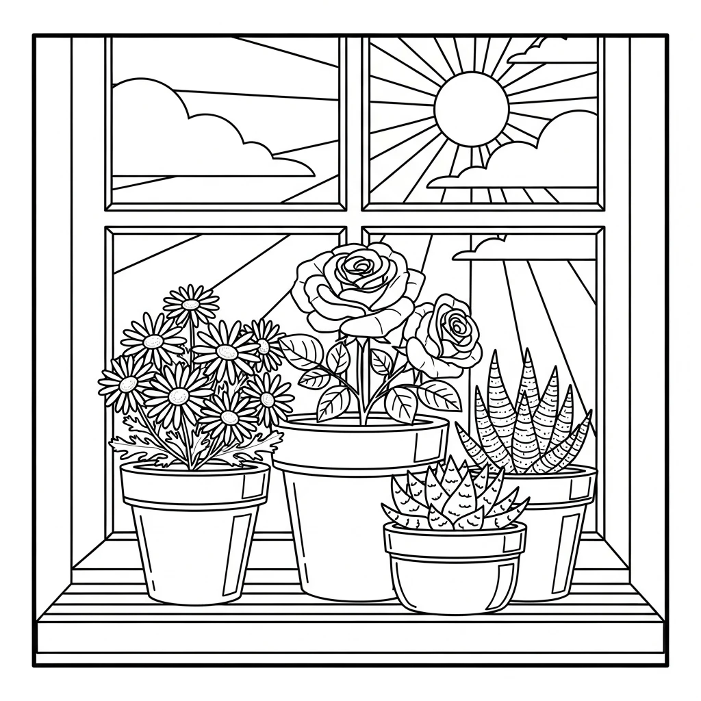 Coloriage Fleurs En Pot à Imprimer