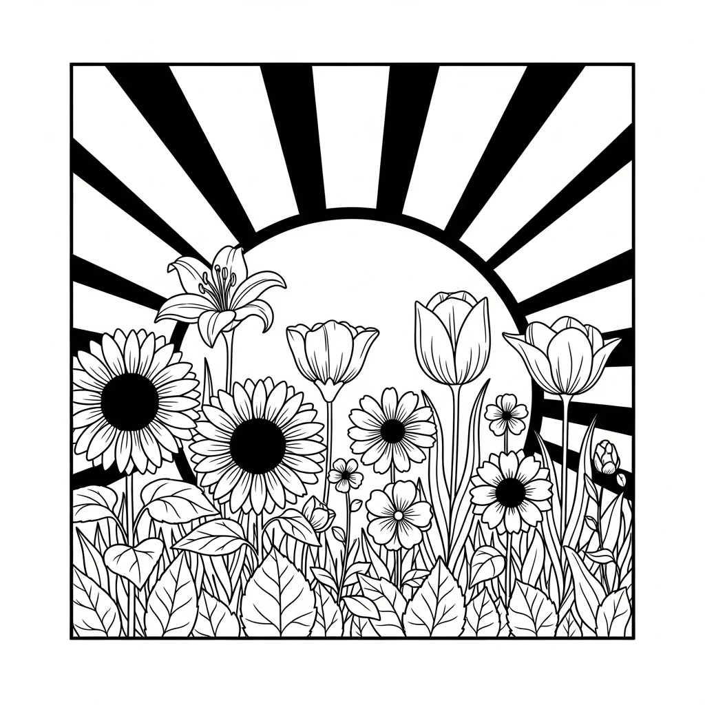 Coloriage Fleurs En Silhouette à Imprimer
