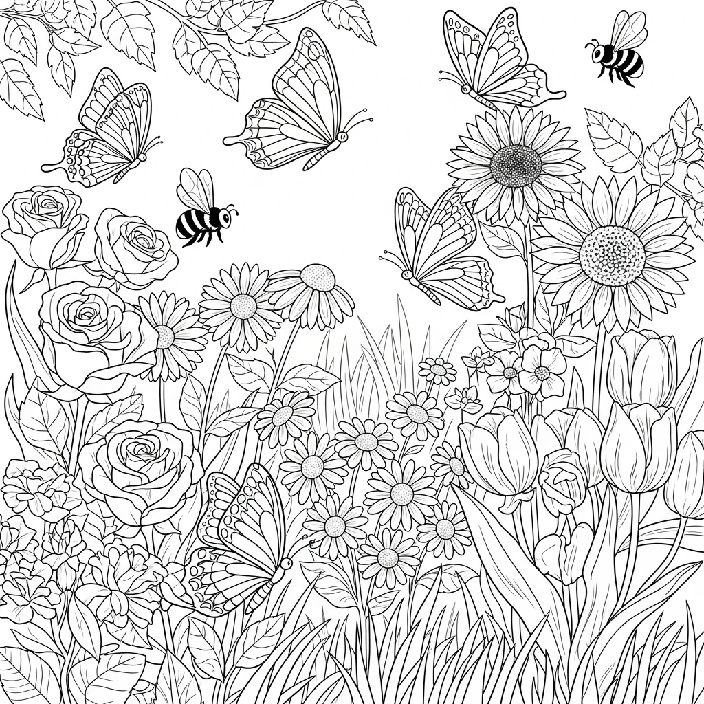 Coloriage Fleurs Jardin à Imprimer