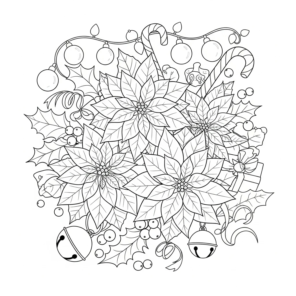 Coloriage Fleurs de Noël à Imprimer