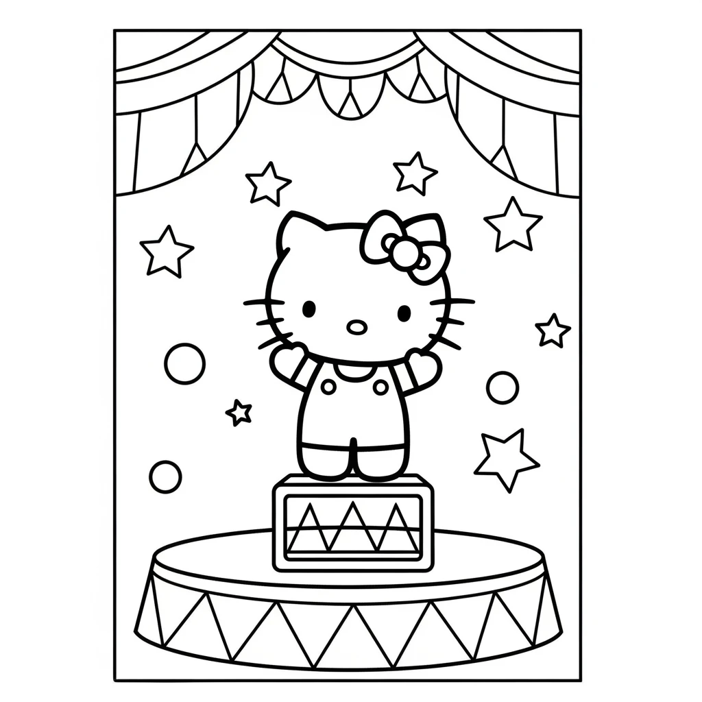 Coloriage Hello Kitty Cirque à Imprimer