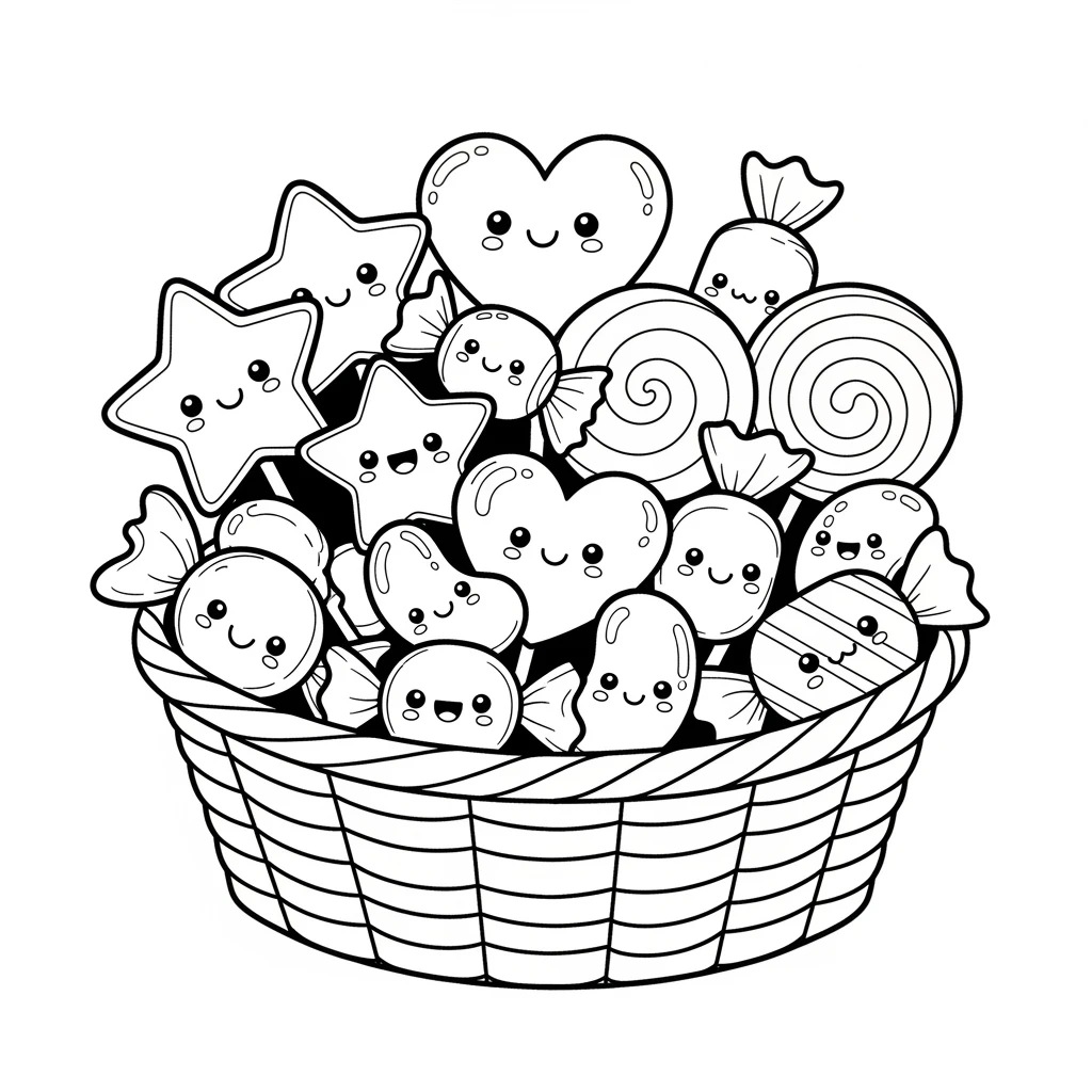 Coloriage Kawaii Bonbons à Imprimer