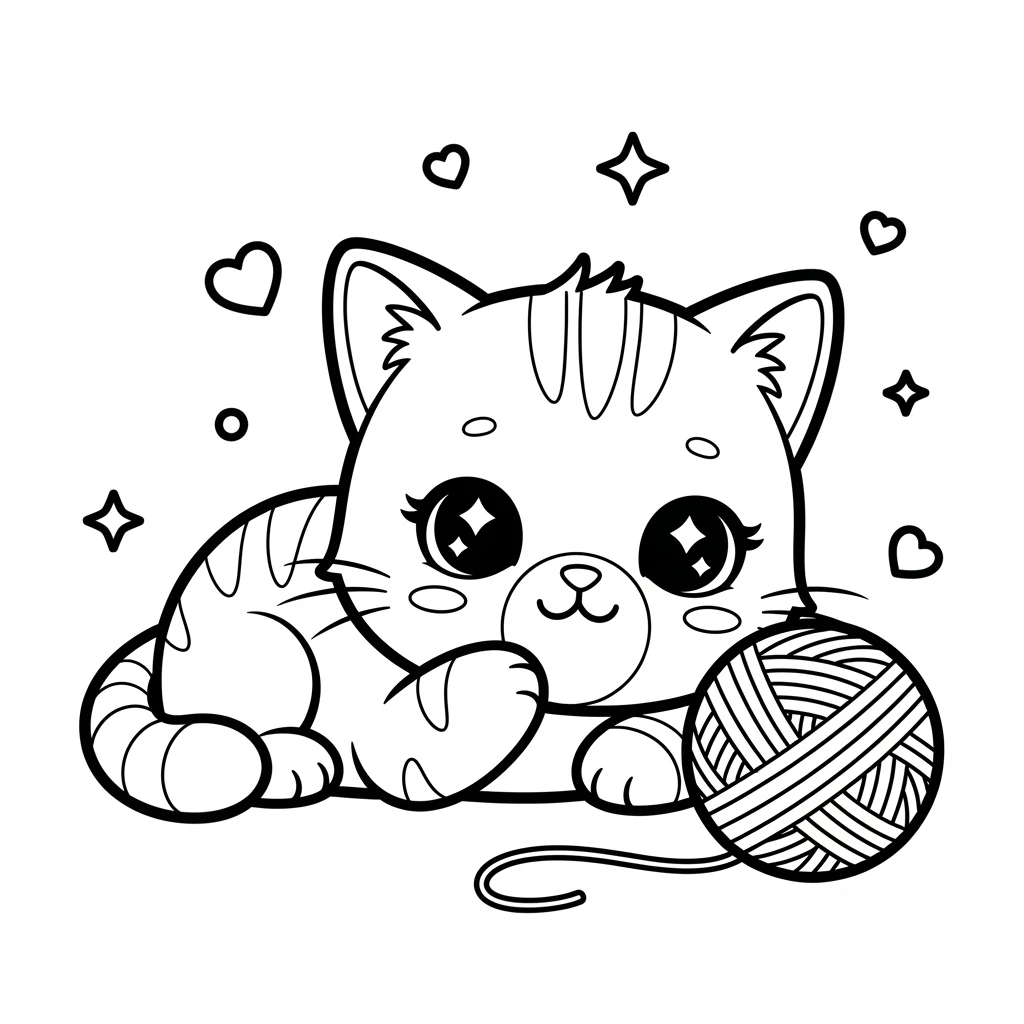 Coloriage Kawaii Chat à Imprimer