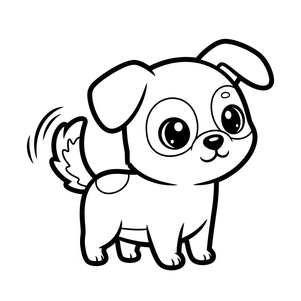 Coloriage Kawaii Chien à Imprimer