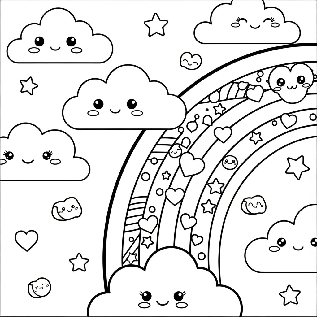 Coloriage Kawaii Ciel à Imprimer