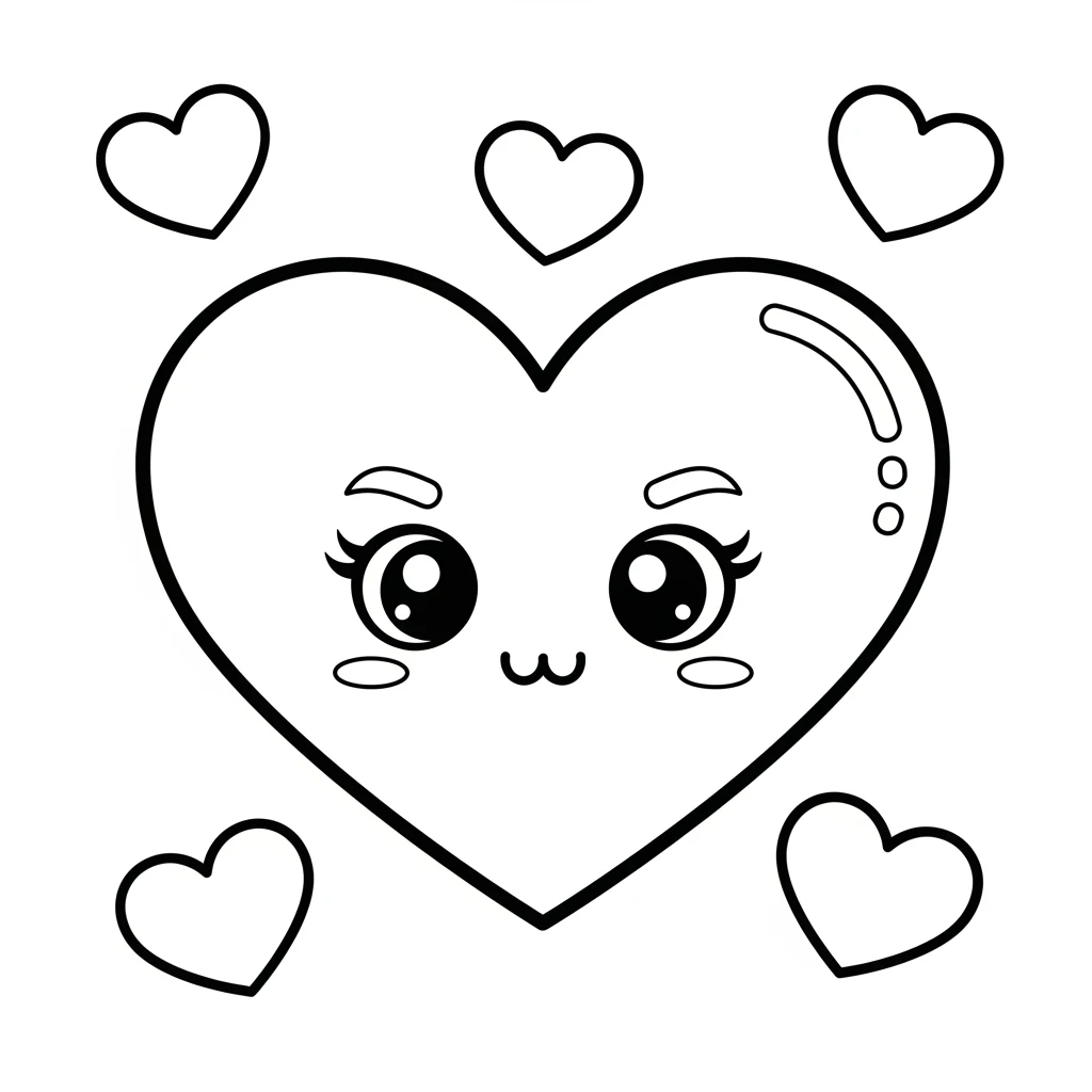 Coloriage Kawaii Coeur à Imprimer