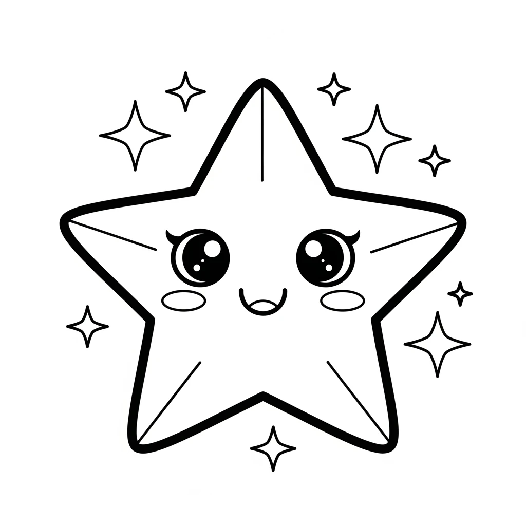 Coloriage Kawaii Étoile à Imprimer