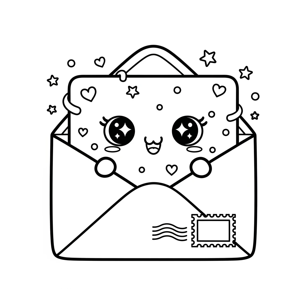 Coloriage Kawaii Lettre à Imprimer