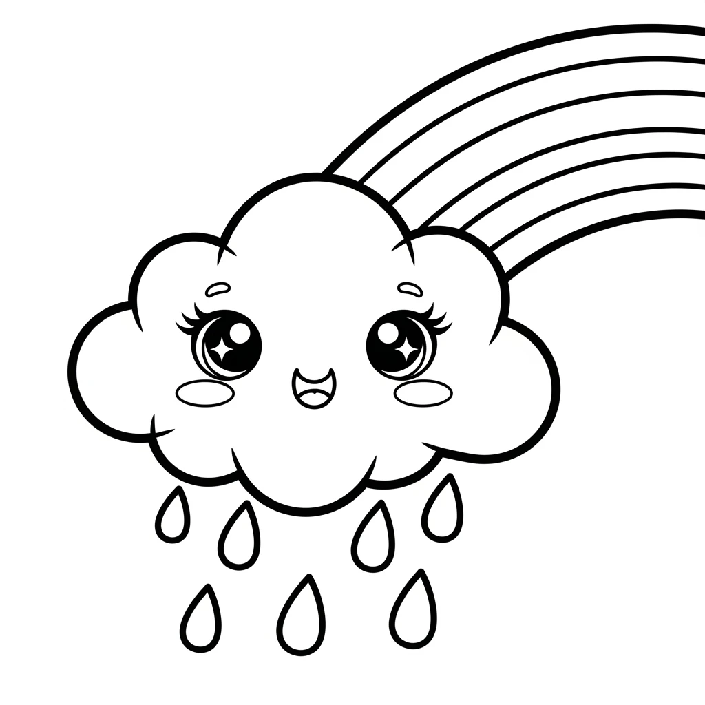 Coloriage Kawaii Nuage à Imprimer