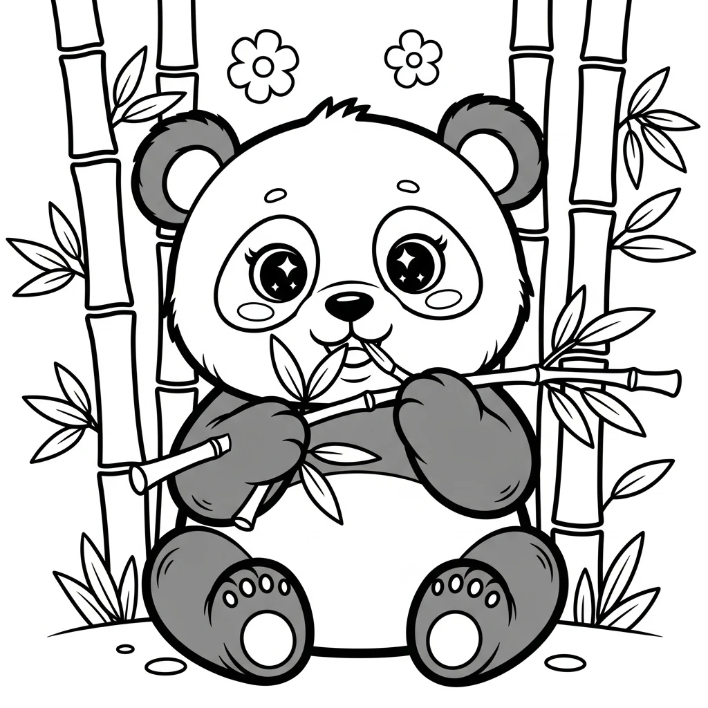 Coloriage Kawaii Panda à Imprimer