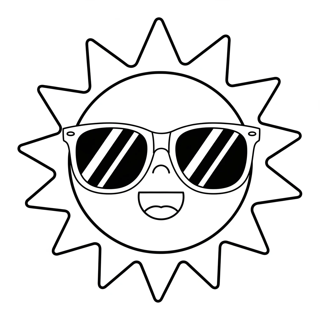 Coloriage Kawaii Soleil à Imprimer