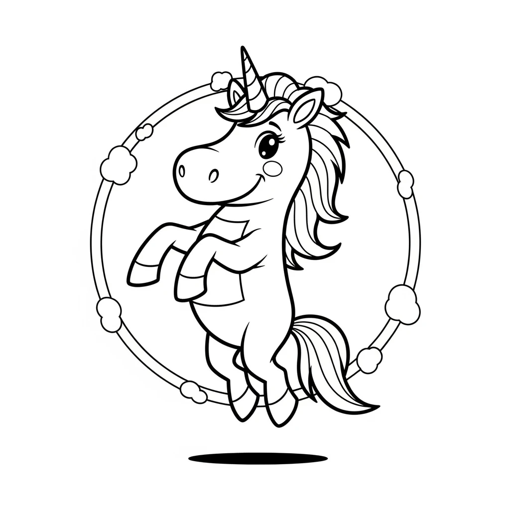 Coloriage Licorne Cartoonesque à Imprimer