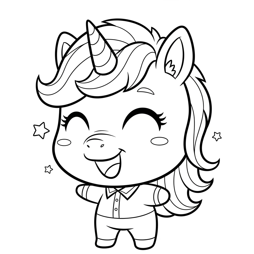 Coloriage Licorne Chibi à Imprimer
