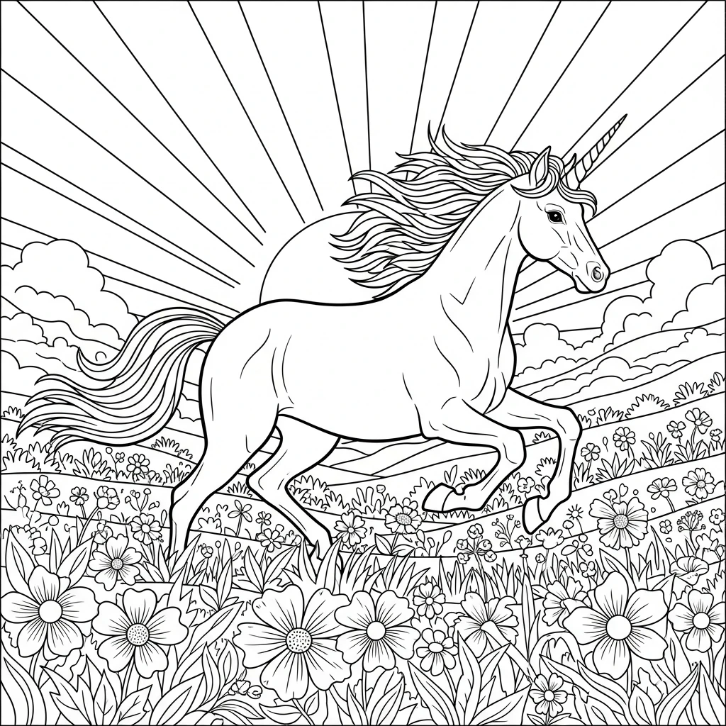Coloriage Licorne Galopante à Imprimer