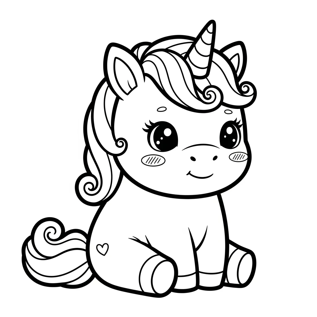 Coloriage Licorne Kawaii à Imprimer