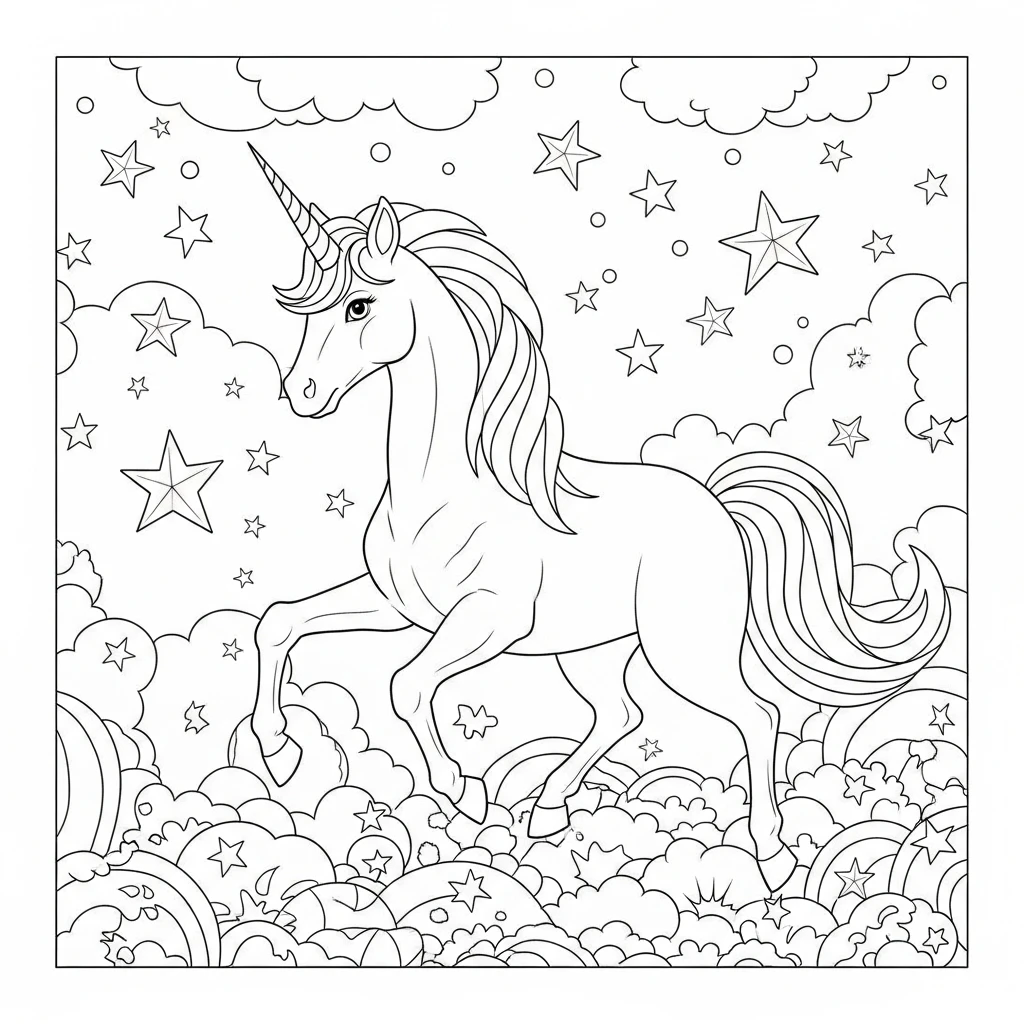 Coloriage Licorne Magique à Imprimer