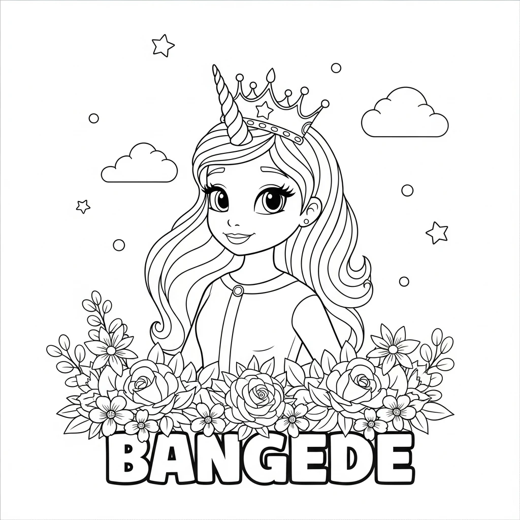 Coloriage Licorne Princesse à Imprimer