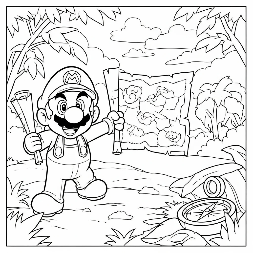 Coloriage Mario Explorateur à Imprimer