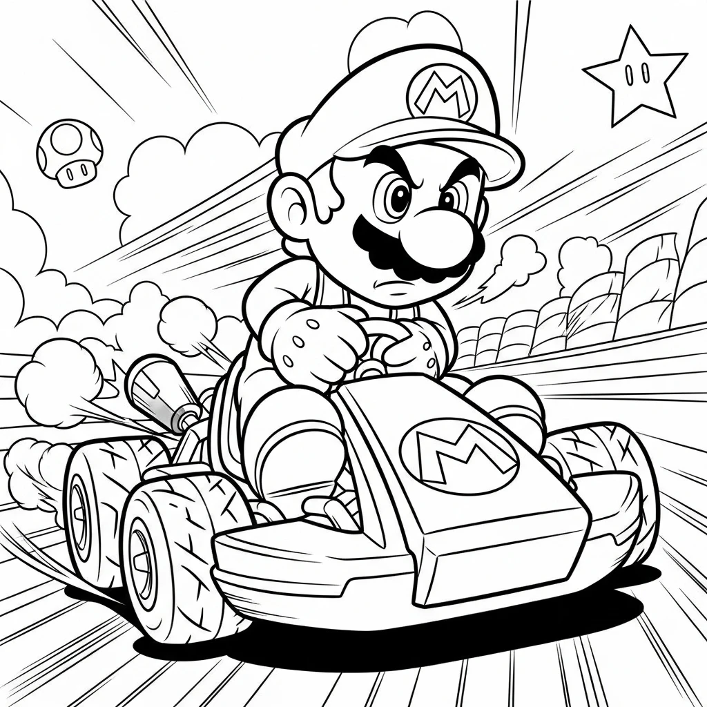 Coloriage Mario Kart à Imprimer