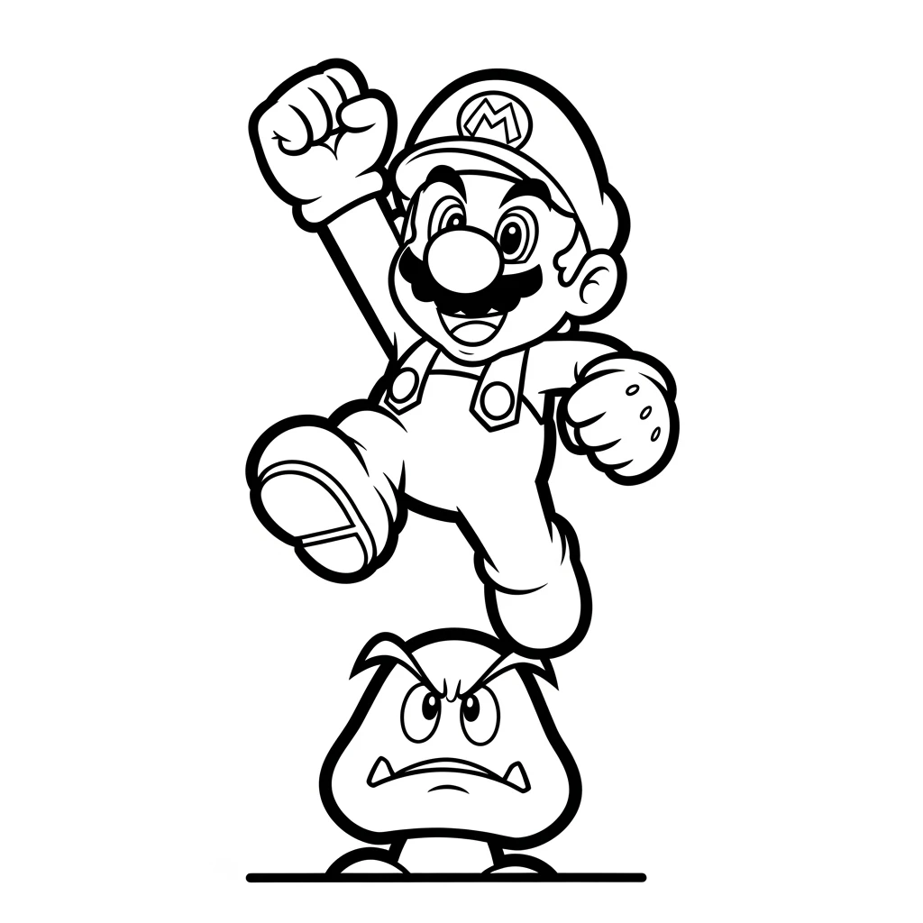 Coloriage Mario en Action à Imprimer