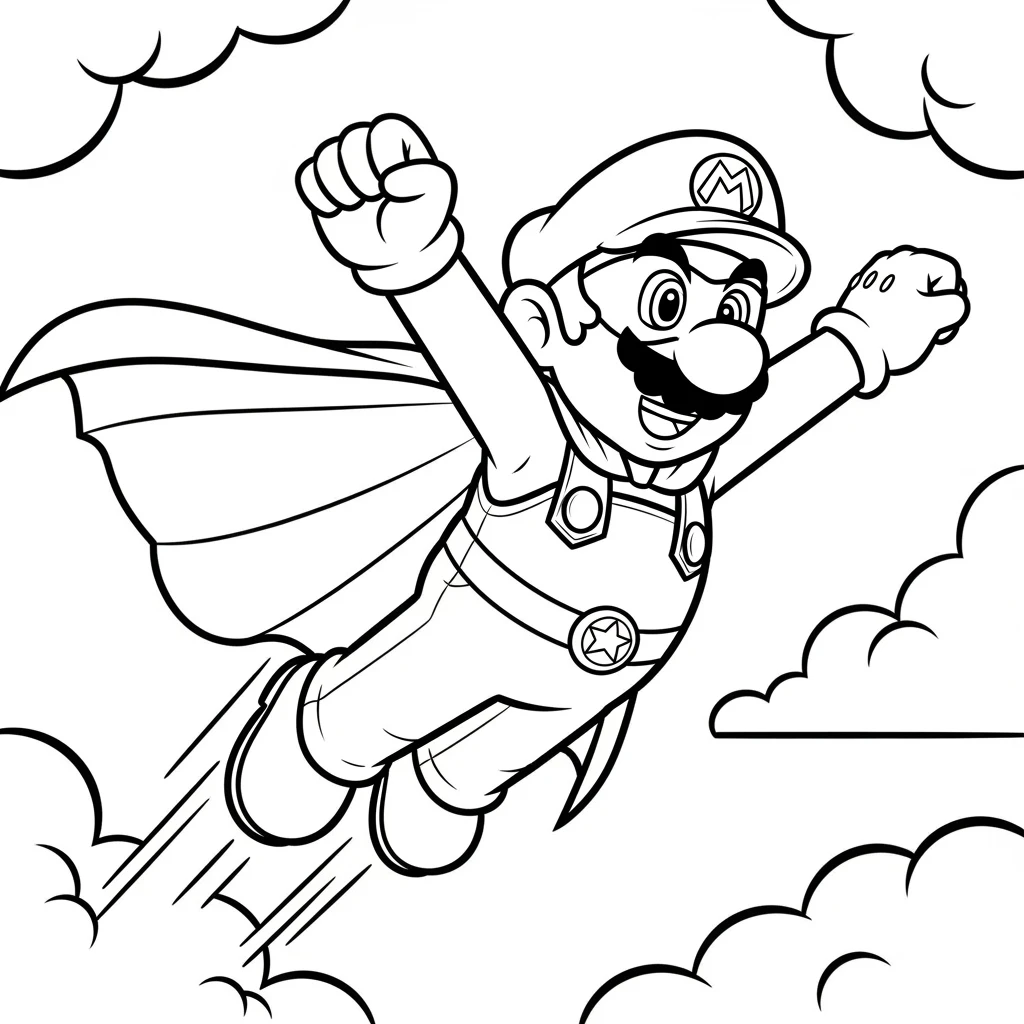 Coloriage Mario en Costume à Imprimer