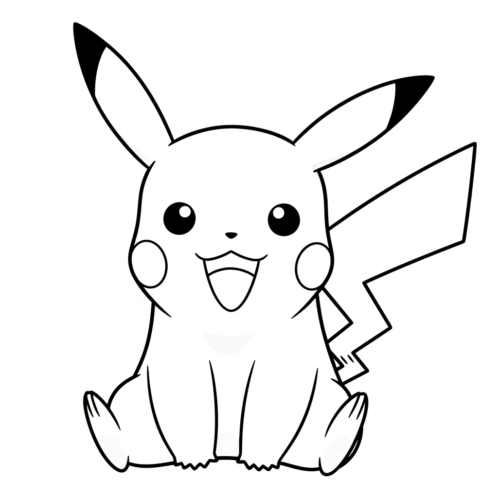 Coloriage Pokémon Pikachu Kawaii à Imprimer