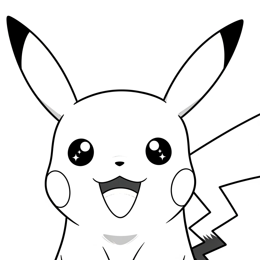 Coloriage Pokémon Pikachu Portrait à Imprimer