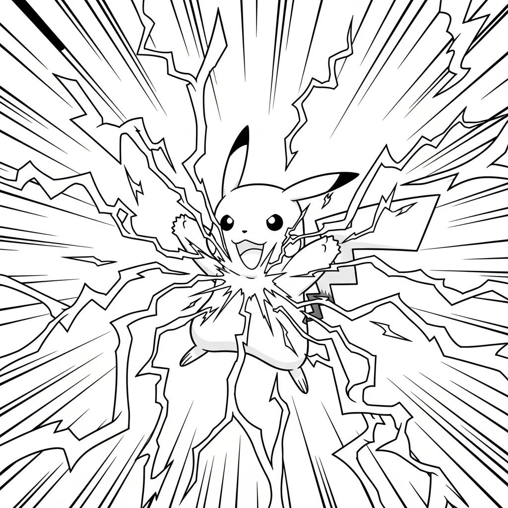 Coloriage Pokémon Pikachu Vent de Tempête à Imprimer