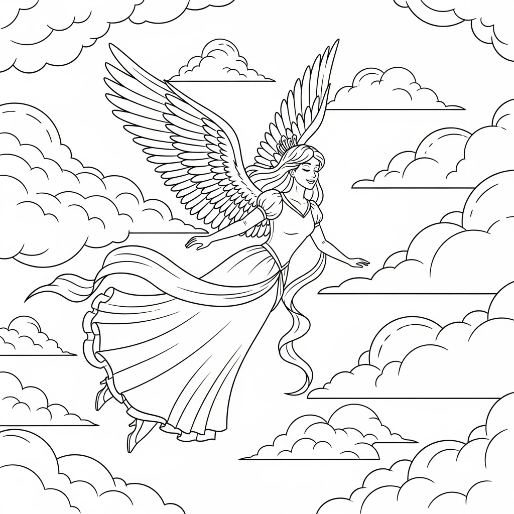 Coloriage Princesse Ailée à Imprimer