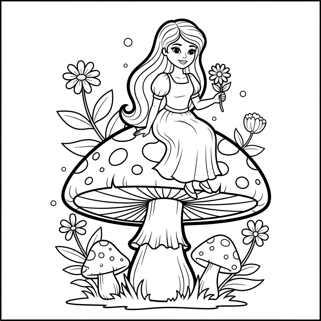 Coloriage Princesse de Conte de Fées à Imprimer