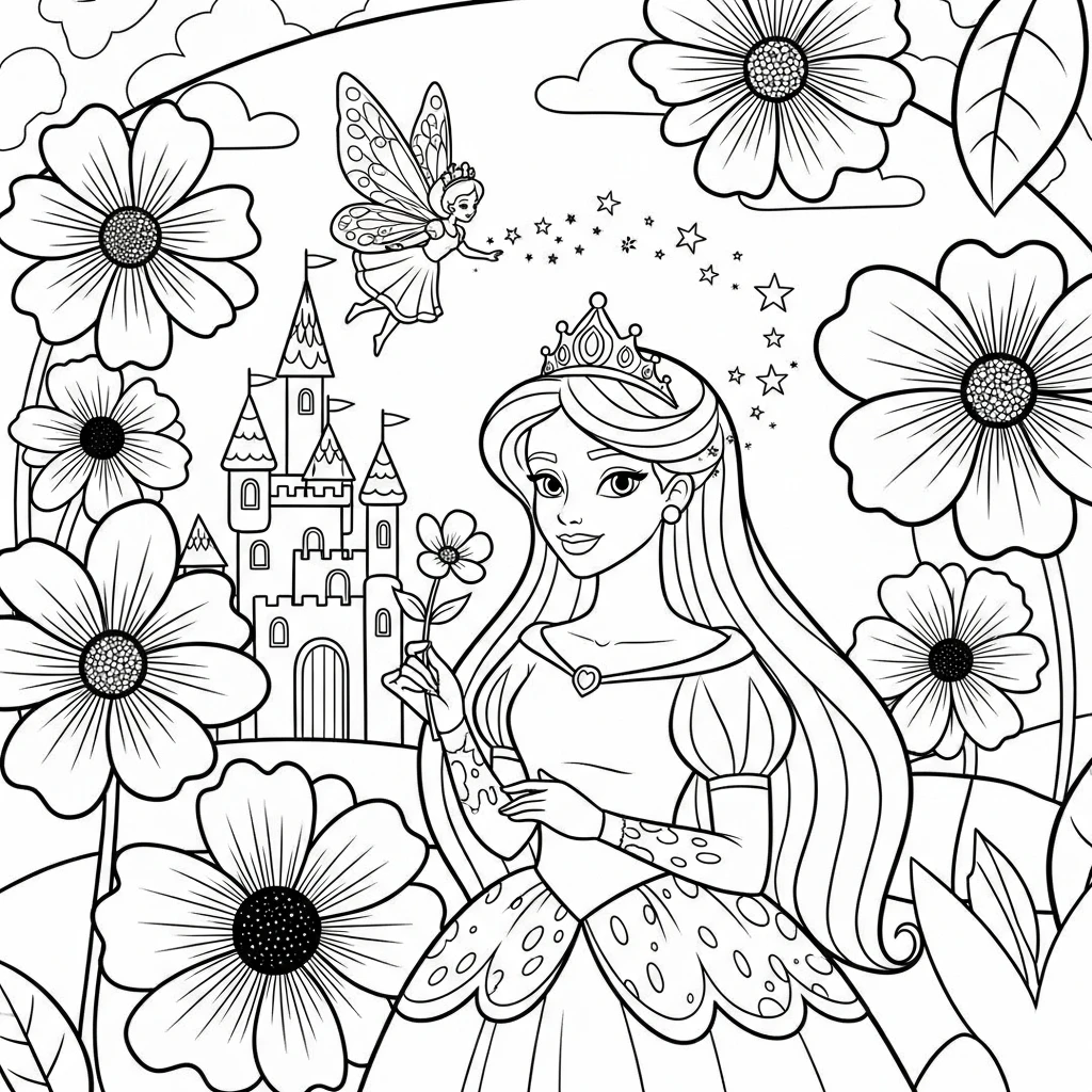 Coloriage Princesse et Fée à Imprimer