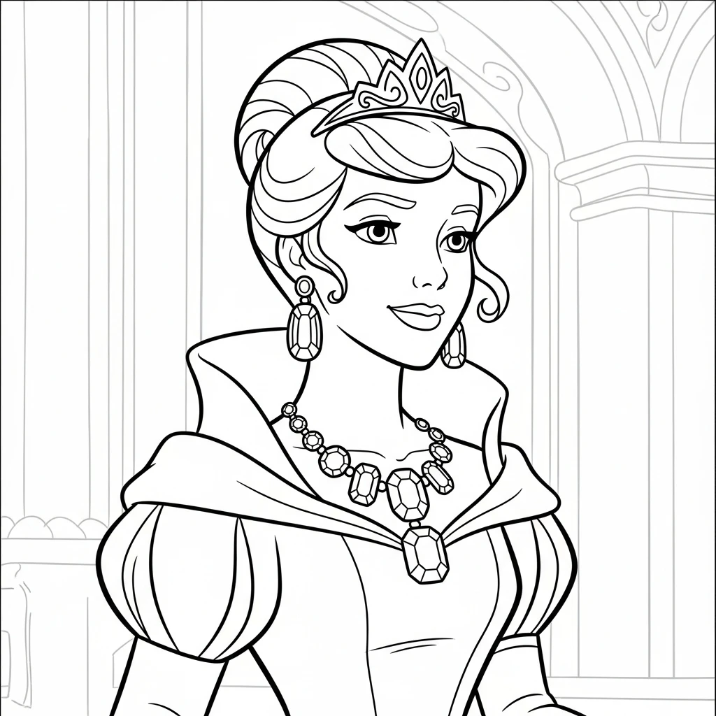 Coloriage Princesse et Sautoir à Imprimer