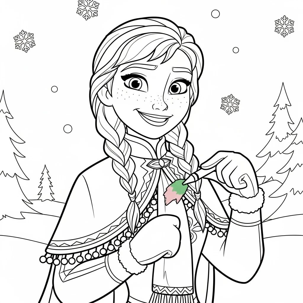Coloriage Princesses Disney Anna à Imprimer