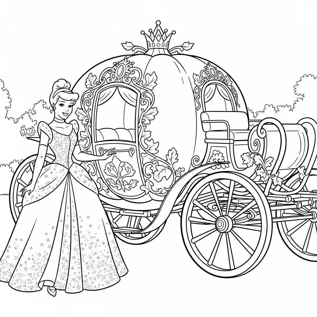Coloriage Princesses Disney Cendrillon à Imprimer