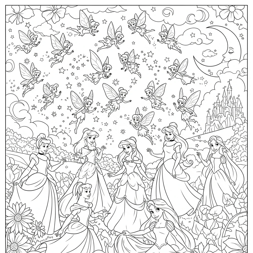 Coloriage Princesses Disney Fées à Imprimer