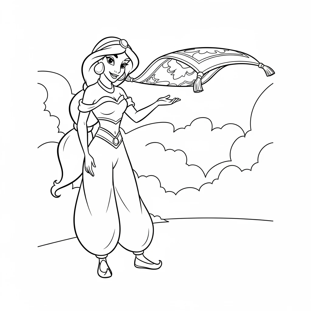 Coloriage Princesses Disney Jasmine à Imprimer