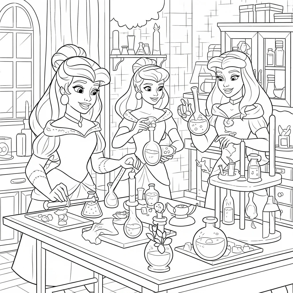 Coloriage Princesses Disney La Science à Imprimer