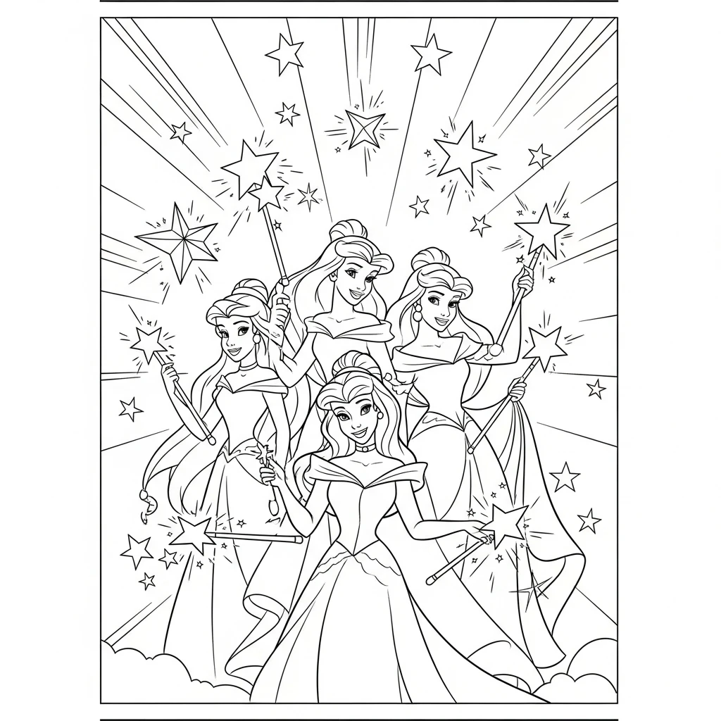 Coloriage Princesses Disney Magique à Imprimer