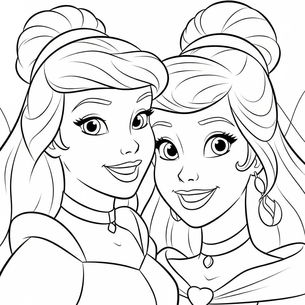 Coloriage Princesses Disney Portrait à Imprimer