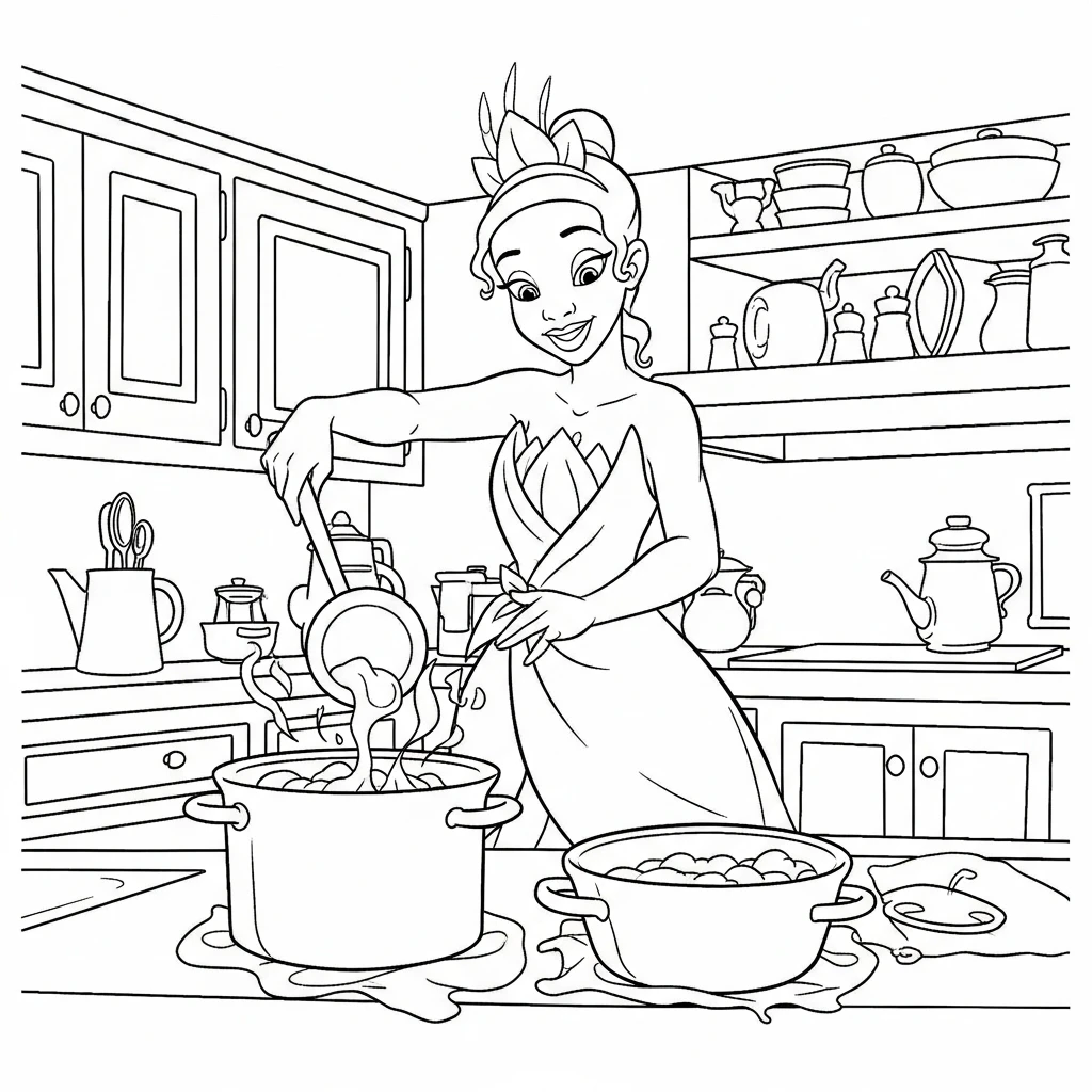 Coloriage Princesses Disney Tiana à Imprimer