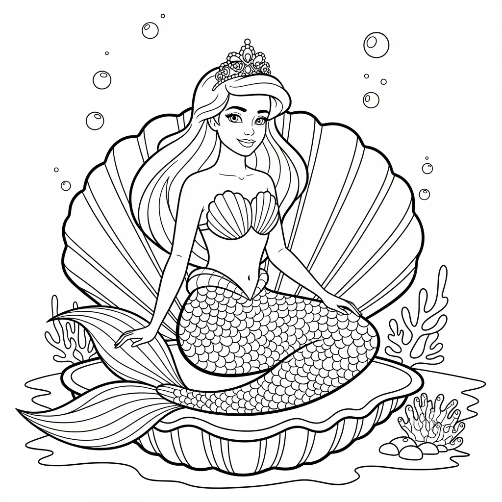 Coloriage Sirène Princesse à Imprimer