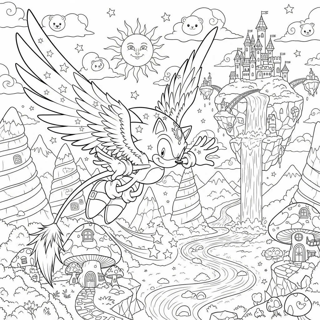 Coloriage Sonic Fantaisie à Imprimer