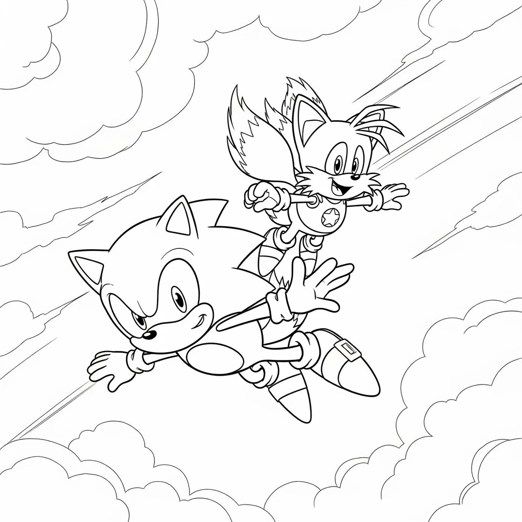 Coloriage Sonic Tails à Imprimer