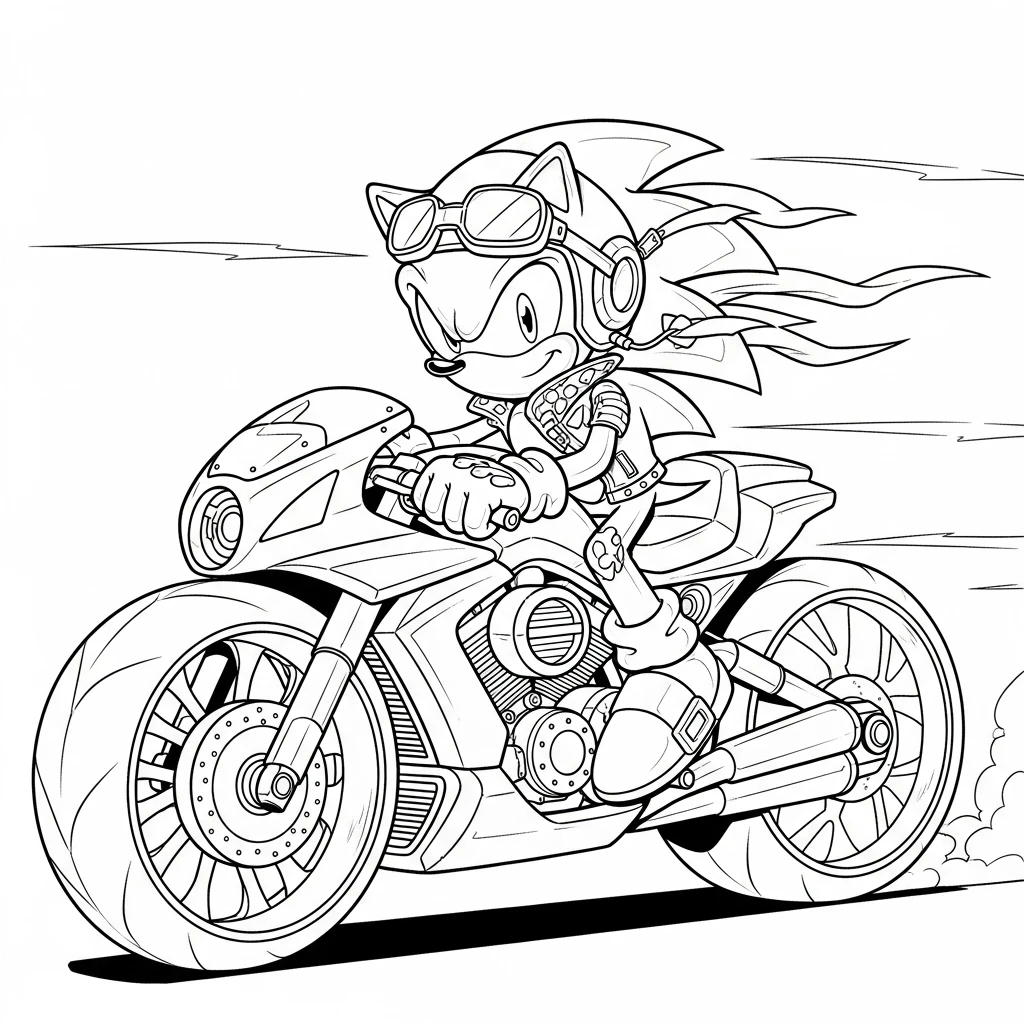 Coloriage Sonic à Moto à Imprimer
